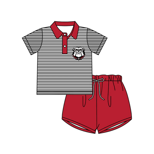 Deadline April 28 Dog stripe polo shirt shorts boys team set