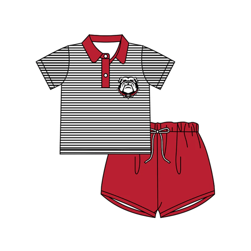 Deadline April 28 Dog stripe polo shirt shorts boys team set