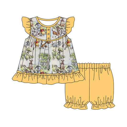 Deadline May 3 Flutter sleeves bear tunic shorts girls clothes