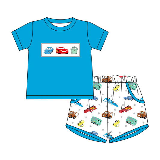 Deadline May 3 blue car short sleeves top shorts boys clothes