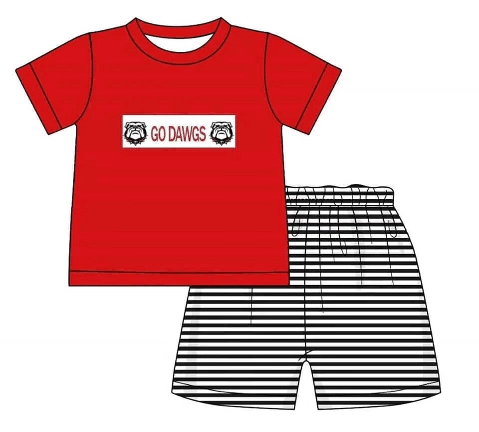 Deadline May 7 red G dog top stripe shorts boys team clothes