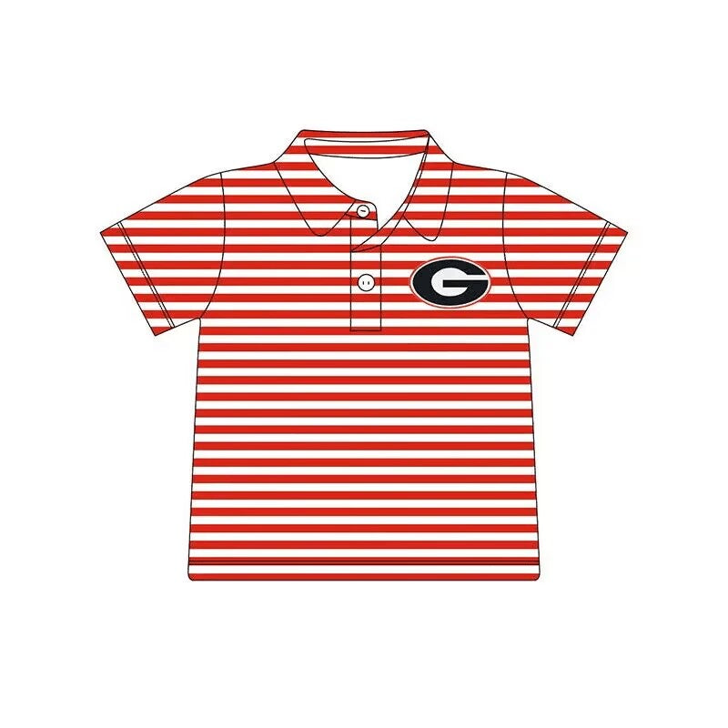 Deadline Sept 3 red stripe G kids boys team polo shirt