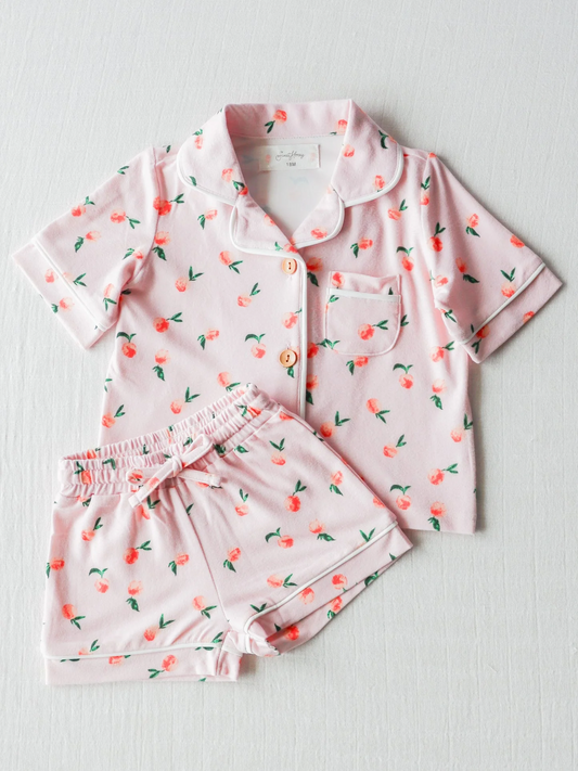 Deadline May 23 peach pocket kids girls button down pajamas