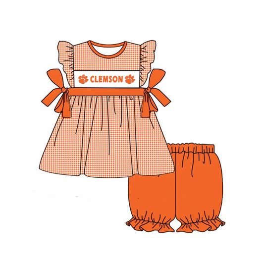 Deadline May 23 orange plaid tunic shorts girls team clothes