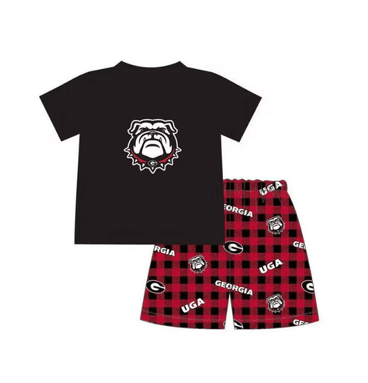 Deadline May 23 black dog top plaid shorts boys team clothes