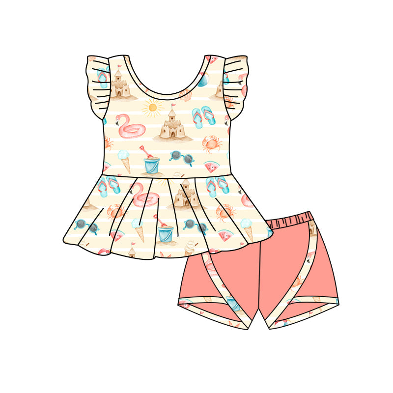 MOQ 3 sandcastle ice cream top shorts girls clothes