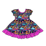 Deadline July 11 hot pink short sleeves car baby girls dresses