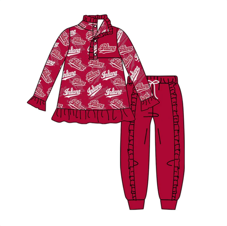 Deadline July 11 red ruffle pullover pants girls team clothes