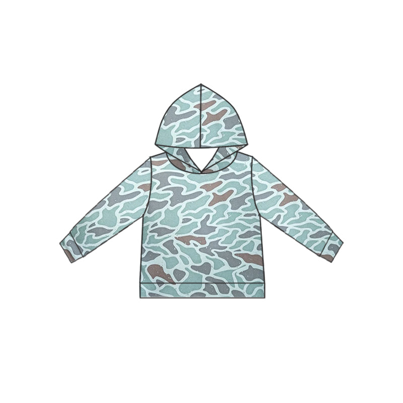 Deadline July 27 green camo long sleeves kids boys hoodie