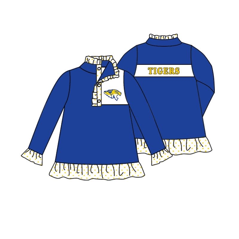 Deadline July 16 blue long sleeves tigers kids girls team pullover