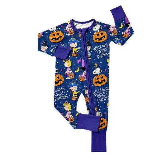 Deadline July 27 welcome create pumpkin baby Halloween zipper romper