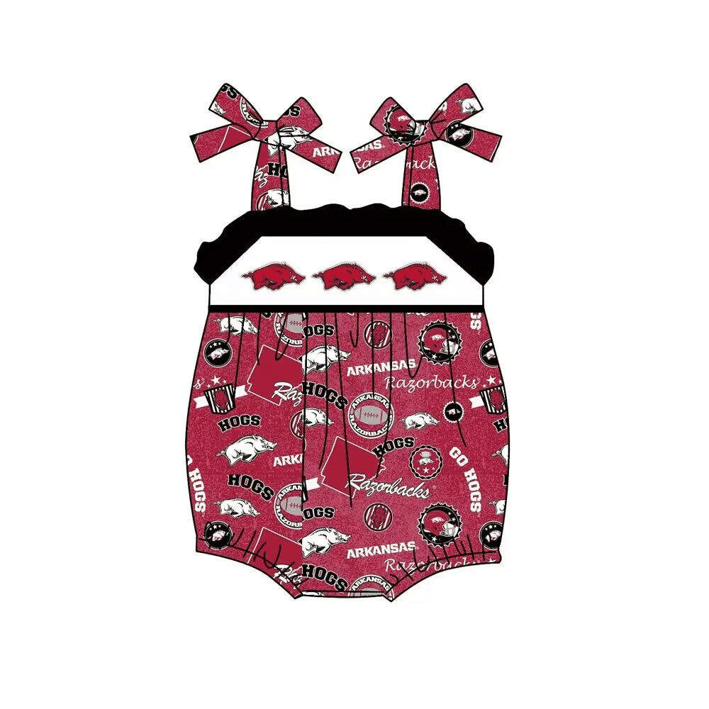 Deadline July 27 hogs strap baby girls team romper