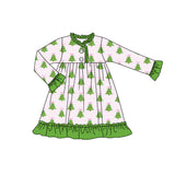 Deadline Aug 2 pink stripe Christmas tree baby girls nightgown
