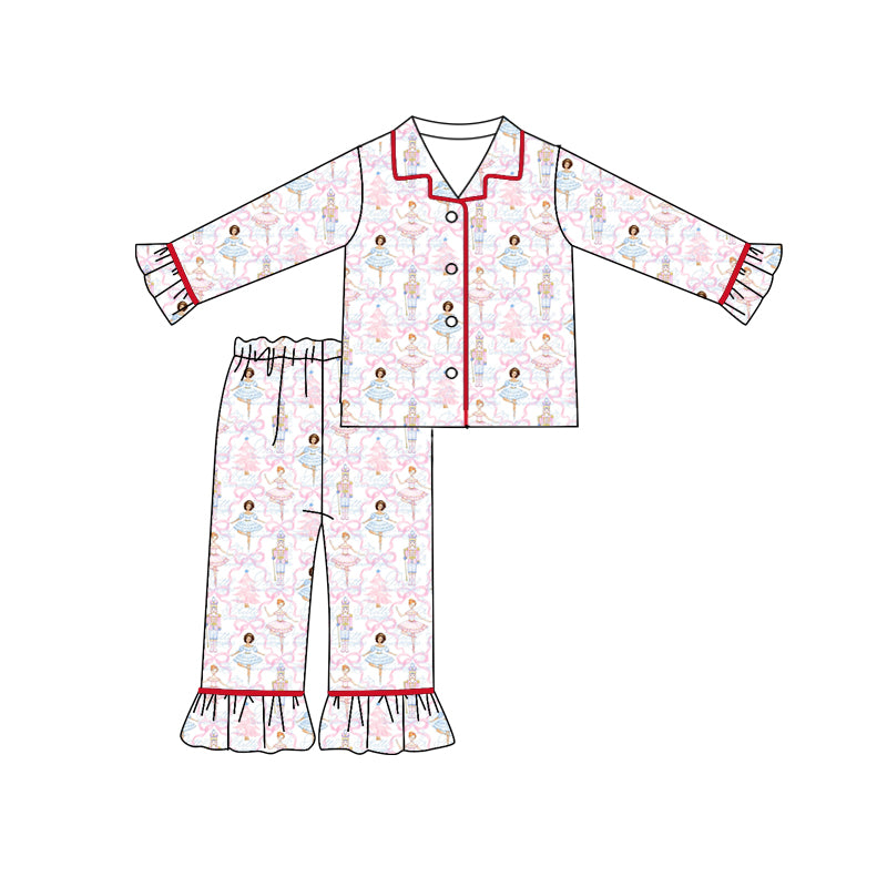 Deadline Aug 2 Pink bow dance kids girls button down pajamas