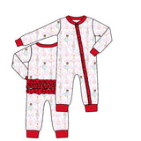 Deadline Aug 2 pink bow ballet baby girls Christmas zipper romper