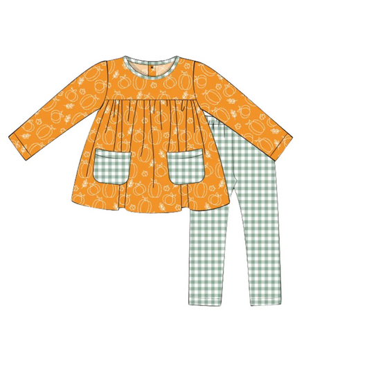 Deadline Aug 2 pumpkin pockets tunic plaid leggings girls clothes