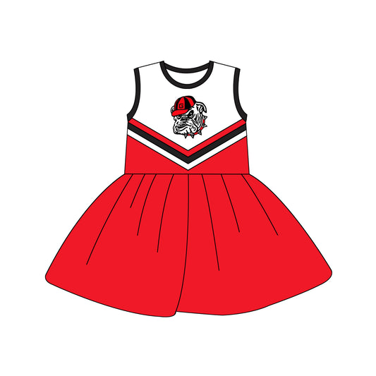 MOQ  3 sleeveless G white red kids girls team dress