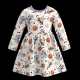 Deadline Aug 5 long sleeves dog bat pumpkin girls Halloween dress
