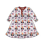 Deadline Aug 9 long sleeves flag ruffle girls night dress