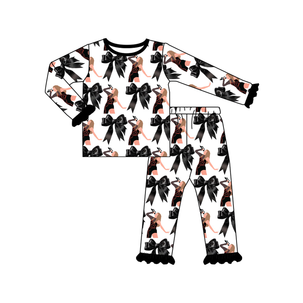 Deadline Aug 11 black bow singer girls pajamas