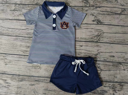 Deadline Aug 15 stripe A U polo shirt shorts boys team clothes