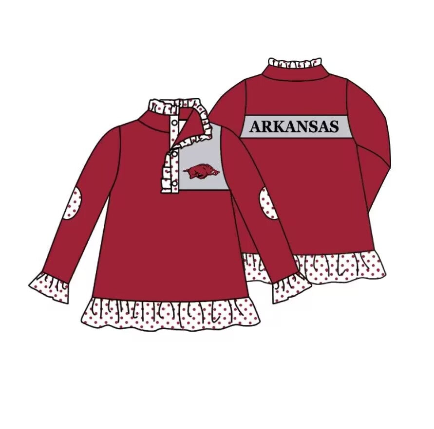 Deadline Aug 15 hogs polka dots girls team pullover