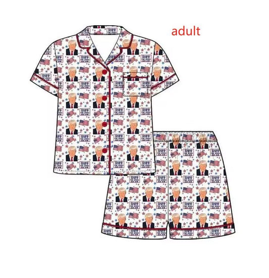 Deadline Aug 15 flag stars short sleeves adult summer pajamas