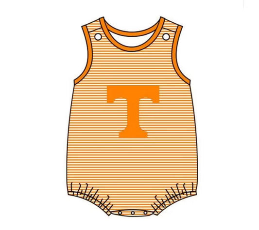 Deadline Aug 15 sleeveless yellow stripe T baby boy team romper