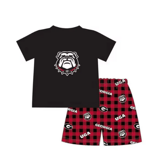 Deadline  Aug 17 black G dog top plaid shorts boys team clothes