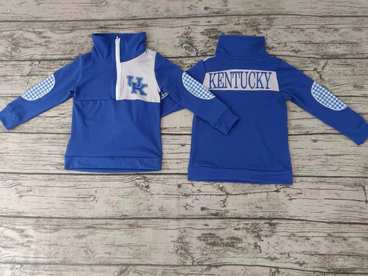 Deadline Aug 17 blue U K plaid kids boys team pullover