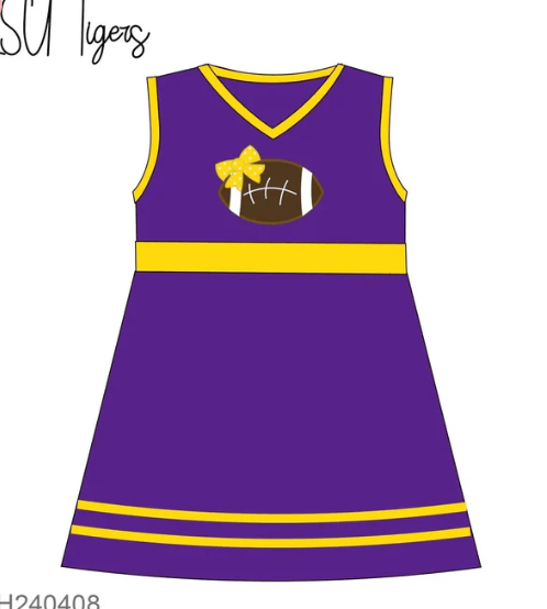 Deadline Aug 17 purple football sleeveless baby girls team dress