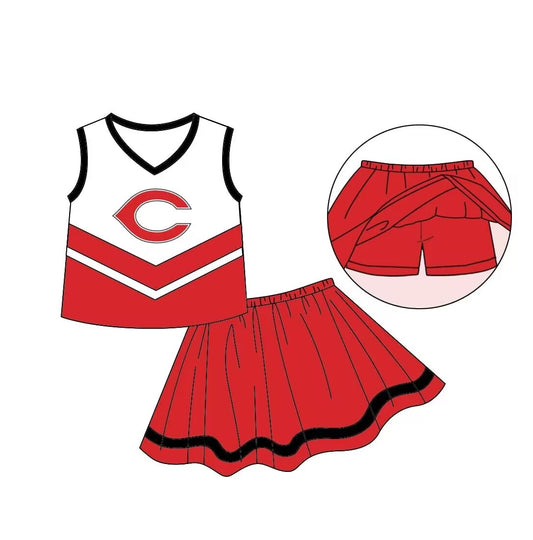 Deadline Aug 17 sleeveless red white top skirt girls team outfits