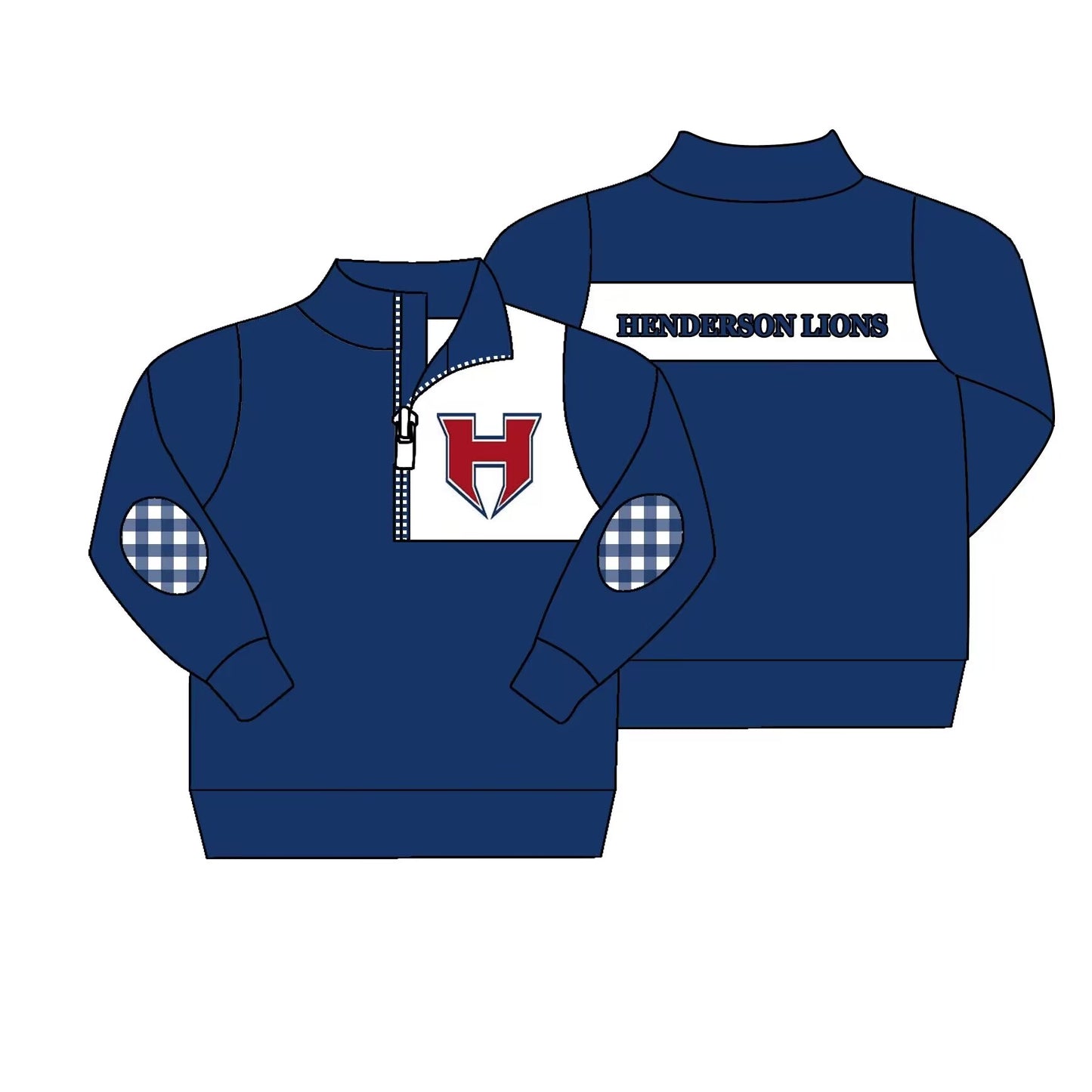 Deadline Aug 17 blue H plaid kids boys team pullover