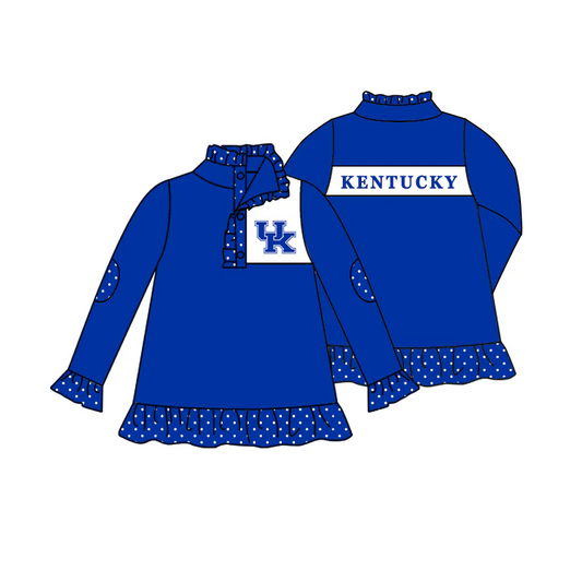 Deadline Aug 17 blue U K polka dots kids girls team pullover