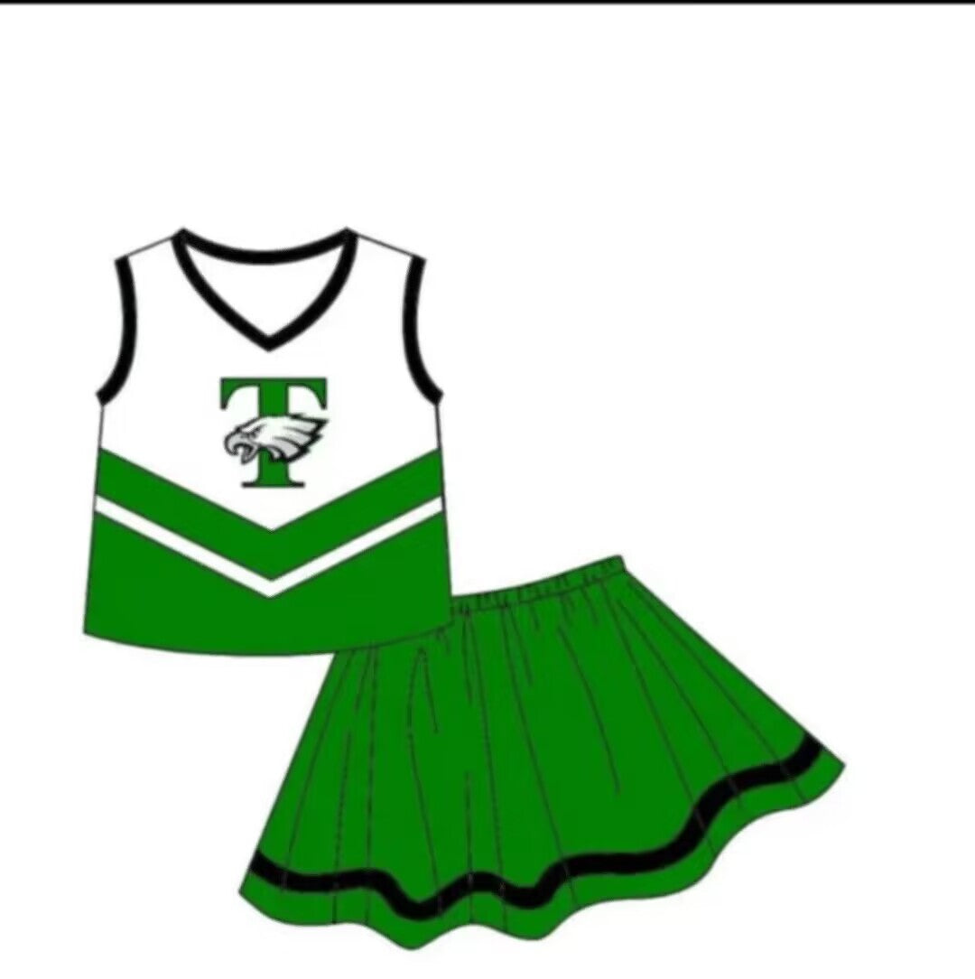 Deadline Aug 17 sleeveless T green top skirt girls team outfits