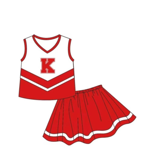 Deadline Aug 17 sleeveless K white red top skirt girls team outfits