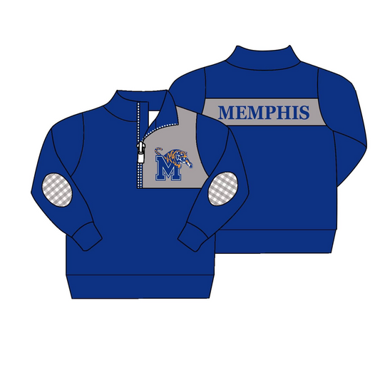 Deadline Aug 17 blue M plaid kids boys team pullover