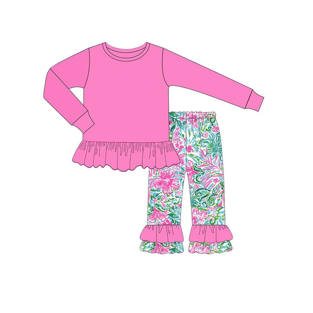 Deadline Aug 18 pink ruffle top watercolor pants girls clothes