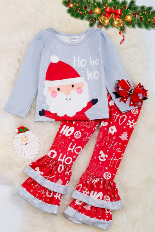 Deadline Aug 22 grey ho ho ho santa top pants boys Christmas set