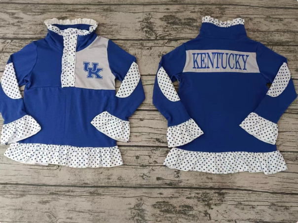 Deadline Aug 22 polka dots blue U K kids girls team pullover