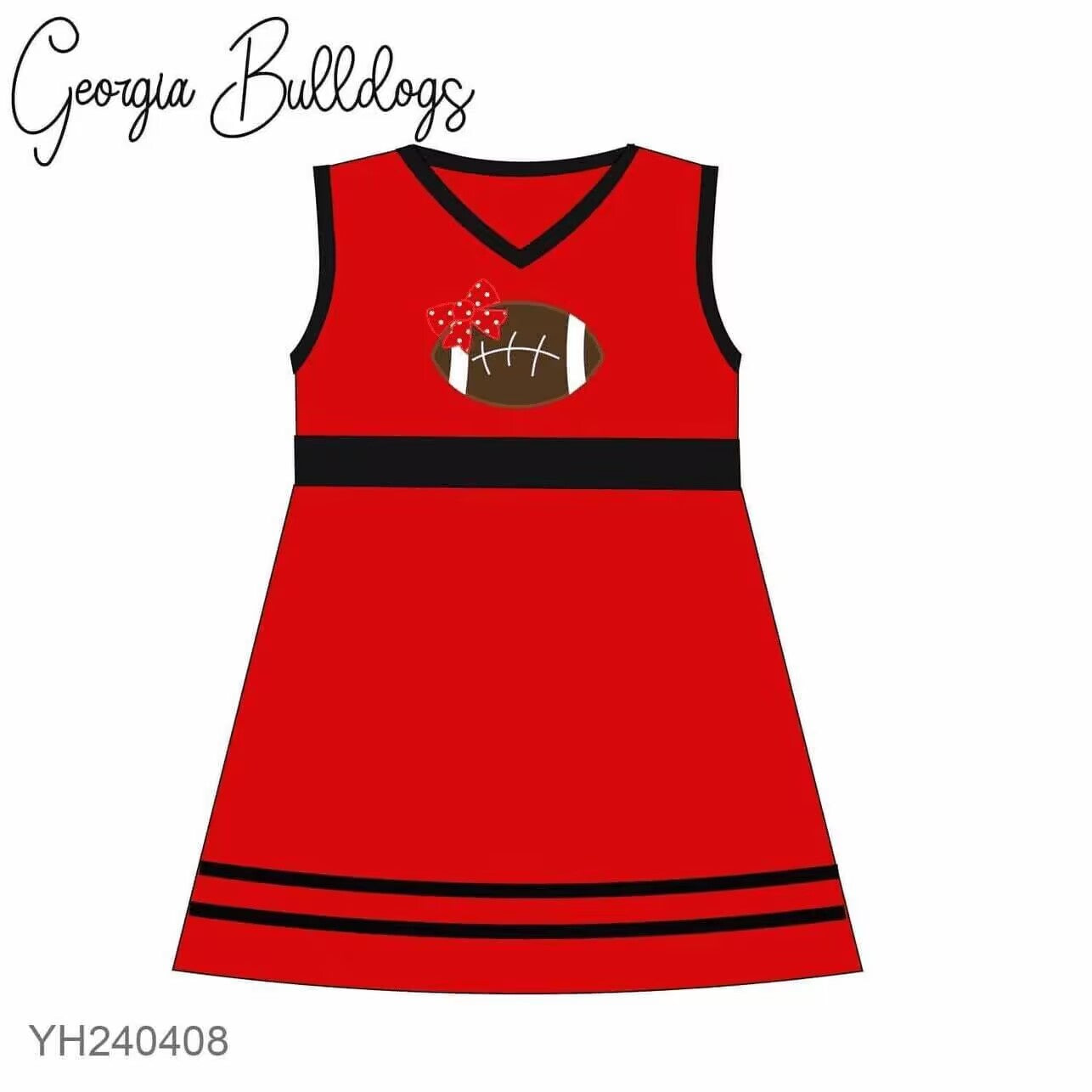 Deadline Aug 22 red sleeveless football bow girls team dress