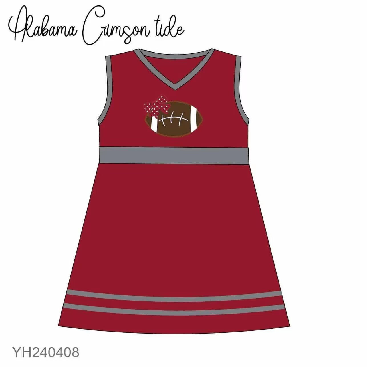 Deadline Aug 22 red grey sleeveless football bow girls team dress