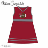 Deadline Aug 22 red grey sleeveless football bow girls team dress