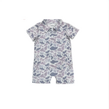 Deadline Sept 7 grey camo short sleeves baby boy polo romper