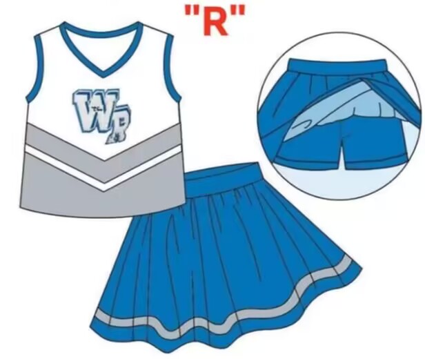 Deadline Sept 12 W R grey sleeveless top blue skirt girls team set