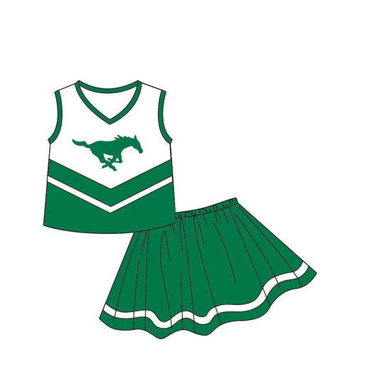 Deadline Sept 12 green sleeveless top skirt girls team set