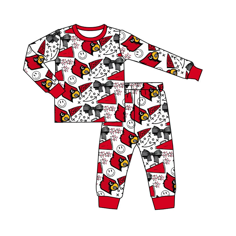 Deadline Sept 13 long sleeves smile bird bow girls bamboo team pajamas