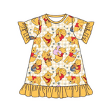 Deadline Sep 17 short sleeves bear ruffle girls dresses