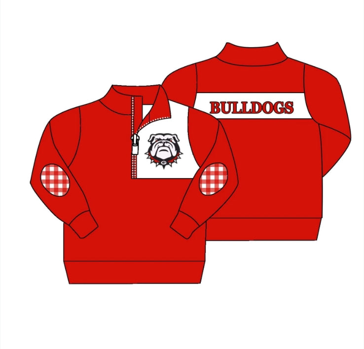 Deadline Sep 17 Red plaid G dog kids team pullover