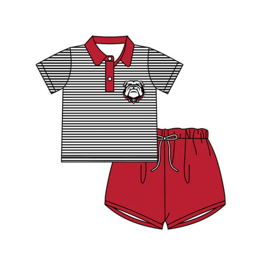 Deadline Sep 17 stripe dog polo shirt shorts boys team outfits